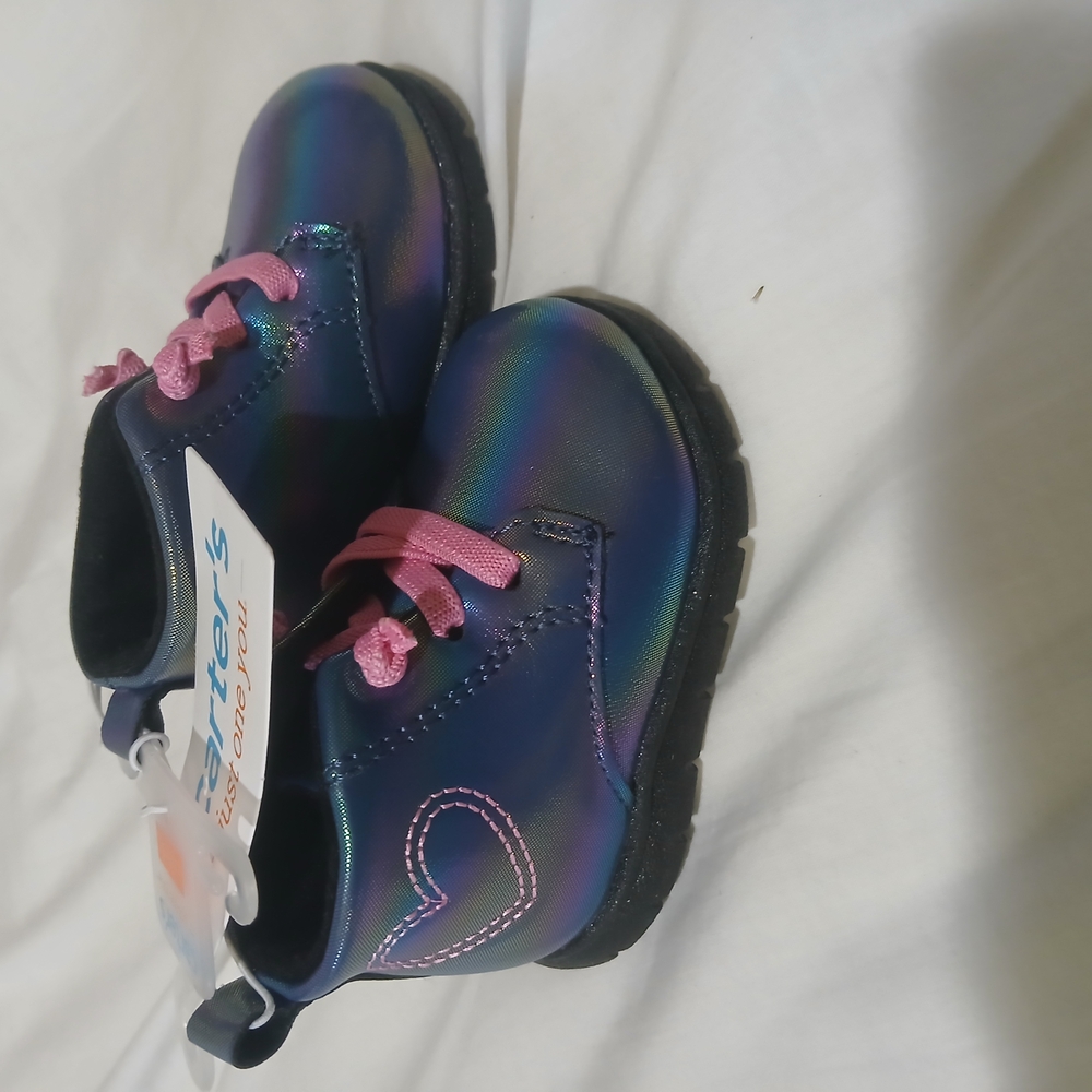 Carter's Blue and Pink Baby Walker Shoes with Rubber Soles